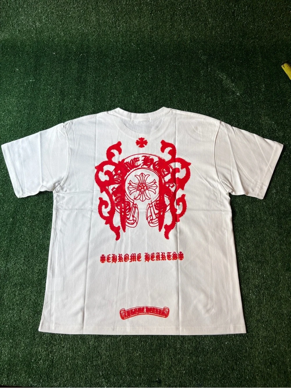 Chrome Hearts White Short Sleeve Tee with Red Crest - Picture 2 of 6
